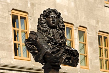 Bust of Louis XIV errected by Artistic Director Jean de Champigny Bochart in 1686 at the Place Royale, old town of Quebec, Canada