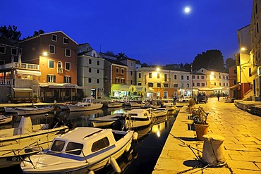 Port at night in Veli Losinj, Croatia, Europe