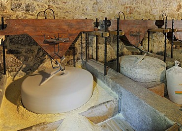 Millstones in the old mill in Krka Falls National Park, Croatia, Europe