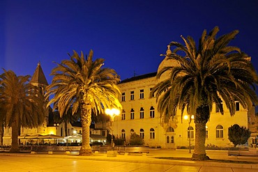 Promenade at night in Trogir, Croatia, Europe