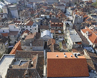 Looking west from the campanile of the Cathedral of St. Duje, Split, Croatia, Europe