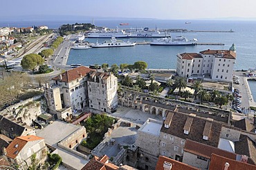 Looking south to the sea from the campanile of the Cathedral of St. Duje, Split, Croatia, Europe