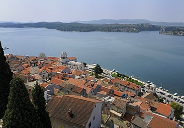 Overlooking the historic town centre of Sibenik, Croatia, Europe