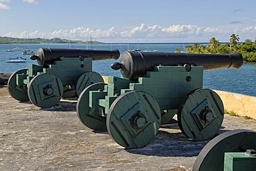 Historic cannons at Fort Christiansvaert, Christiansted, St. Croix island, U.S. Virgin Islands, United States