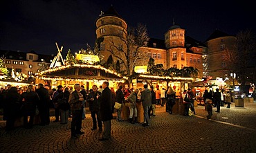 Christmas market, Altes Schloss castle, Stuttgart, Baden-Wuerttemberg, Germany, Europe