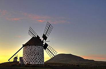 Two windmills, Villa, Fuerteventura, Canary Islands, Spain, Europe