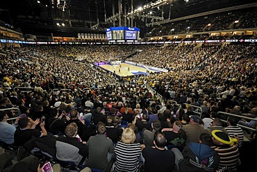 Basketball game of Alba Berlin in the interior of the O2 World, O2 Arena of the Anschutz Entertainment Group, Berlin Friedrichshain, Germany, Europe