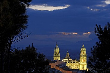 Cathedral at night, Jaen, Andalusia, Spain, Europe