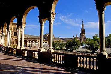 Plaza de Espana in Maria Luisa Park, Seville, Andalusia, Spain, Europe