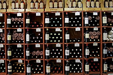 Wine shop display, St Emilion, Bordeaux, France, Europe