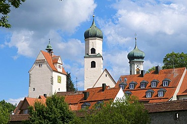 Towers in the old town of Isny, Allgaeu, Bavaria, Germany, Europe