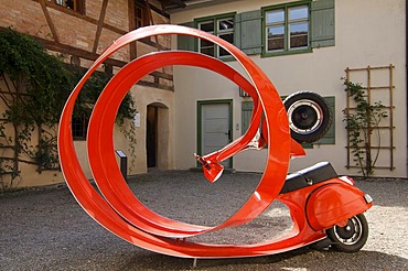 Art in the courtyard of the museums in Wangen im Allgaeu, Upper Swabia, Allgaeu, Baden-Wuerttemberg, Germany, Europe
