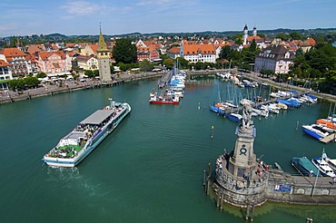 Harbour and Mangturm tower in Lindau, Lake Constance, Bavaria, Germany, Europe