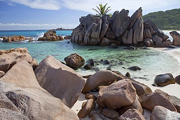 Sheltered cove at Anse Cocos, La Digue Island, Seychelles, Africa, Indian Ocean