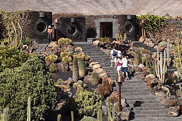 Cactus garden, Jardin de cactus, designed by Cesar Manrique, Guatiza, Lanzarote, Canary Islands, Spain, Europe