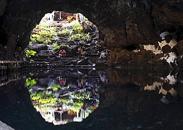 Jameo Grande Cave, Jameos del Agua, designed by Cesar Manrique, Lanzarote, Canary Islands, Spain, Europe