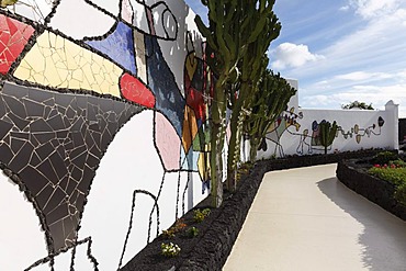 Fundacion Cesar Manrique, wall painting in the garden of Manrique's former residence in Teguise, Lanzarote, Canary Islands, Spain, Europe