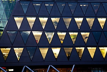 Office building next to the Westhafen Tower skyscraper of the OFB designed by the architects Schneider + Schumacher and OFB project development GmbH, won the German Urban Development Prize 2004, Westhafenplatz, Frankfurt am Main, Hesse, Germany, Europe