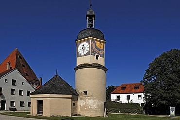 Old clock tower, 16th century, castle complex Burghausen, castle No. 48, Burghausen, Upper Bavaria, Germany, Europe