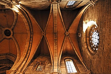 Gothic ceiling vault in the aisle of the Bamberger Dom cathedral, Domplatz 5, Bamberg, Upper Franconia, Bavaria, Germany, Europe