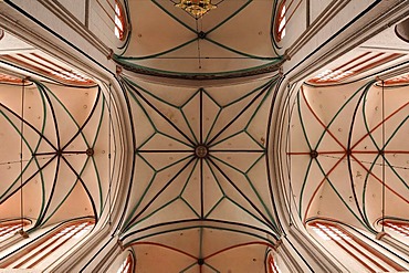 Cross vault of the Schweriner Dom St. Maria und St. Johannes cathedral, 1270 - 1422, brick Gothic, Am Dom, Schwerin, Mecklenburg-Western Pomerania, Germany, Europe