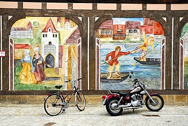 Mural in the old town, UNESCO World Heritage Site Bamberg, Upper Franconia, Bavaria, Germany, Europe