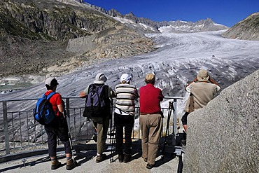 Hikers on the Rhone Glacier, Furka Pass, Uri, Switzerland, Europe