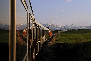 Imperial Dinner Train from Munich to Fuessen, Allgaeu Alps, Bavaria, Germany, Europe