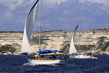 Yachts off Bonifacio, Corsica, France, Europe