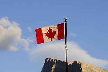 Canadian flag, Mount Rundle, Banff, Alberta, Canada