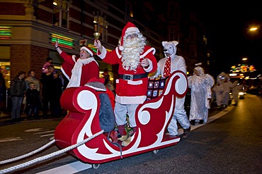 Father Christmas captures the city, Copenhagen, Denmark, Europe