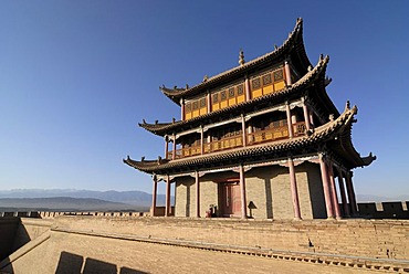 Jiayuguan fortress with gatehouse at the western end of the Great Wall, Silk Road, Gansu, China, Asia