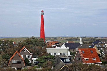 Residential houses, Lange Jaap Lighthouse, Kijkduin, Den Helder, province of North Holland, Netherlands, Europe