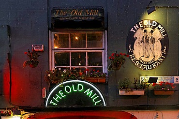 The Old Mill, Irish bar restaurant, signs, Dublin, Ireland, Europe