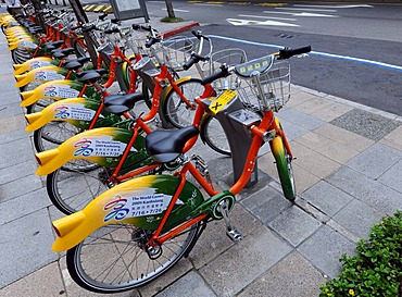 City bicycles station, Taipei, Taiwan, Asia