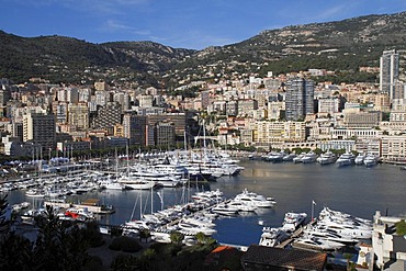 Port of La Condamine, seen from the south towards Monte Carlo, Principality of Monaco, Cote d'Azur, Europe