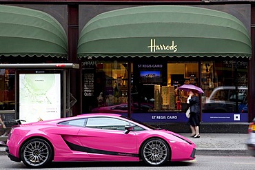 Lamborghini Gallardo Superleggera in front of the Harrods department store in London, England, United Kingdom, Europe