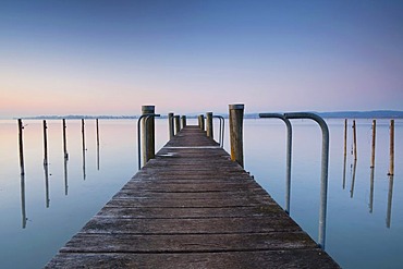 Pier in winter in Triboltingen on Lake Constance, Switzerland, Europe