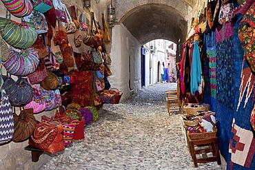 Typical old town street, Rhodes town, Rhodes island, Greece, northern part, Aegean Sea, Southern Europe, Europe