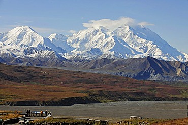 Mt McKinley, highest mountain of North America, view from the Eielson Visitor Center, Denali National Park, Alaska