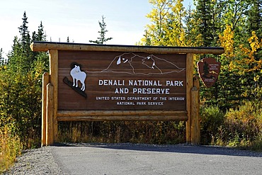 Entrance sign, Denali National Park, Alaska