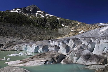 Glacial lake of the Rhone Glacier, Canton of Valais, Switzerland, Europe