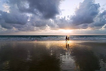 Sunset on the beach of Playa de la Barossa near Novo Sancti Petri, Andalucia, Spain, Europe