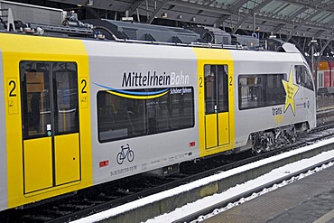 The MittelrheinBahn train has been servicing the Rhine region since 14.12.2008, main train station in Cologne, North Rhine-Westphalia, Germany, Europe