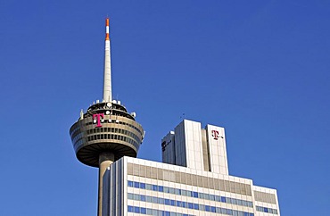 Administration building of the Deutsche Telekom, German Telecom, in the back the TV tower, Cologne, North Rhine-Westphalia, Germany, Europe