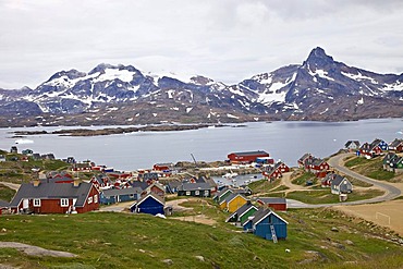 View on Ammassalik-Tasiilaq, main town of East Greenland, East Greenland, Denmark