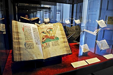 Bavarian State Library, first floor, exhibition in the Treasury, When letters became mobile ? transition of media in the 15th century, historical Bible from 1428, Munich, Bavaria, Germany, Europe