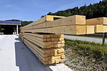 Finished lumber, wood factory in Upper Bavaria, Bavaria, Germany, Europe