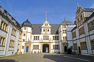 Schloss Neuhaus, moated castle, Weser Renaissance, Paderborn, North Rhine-Westphalia, Germany, Europe