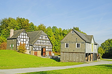 Sauerland village, historic timber-framed house, open-air museum, Westphalian State Museum for Ethnology, Detmold, North Rhine-Westphalia, Germany, Europe